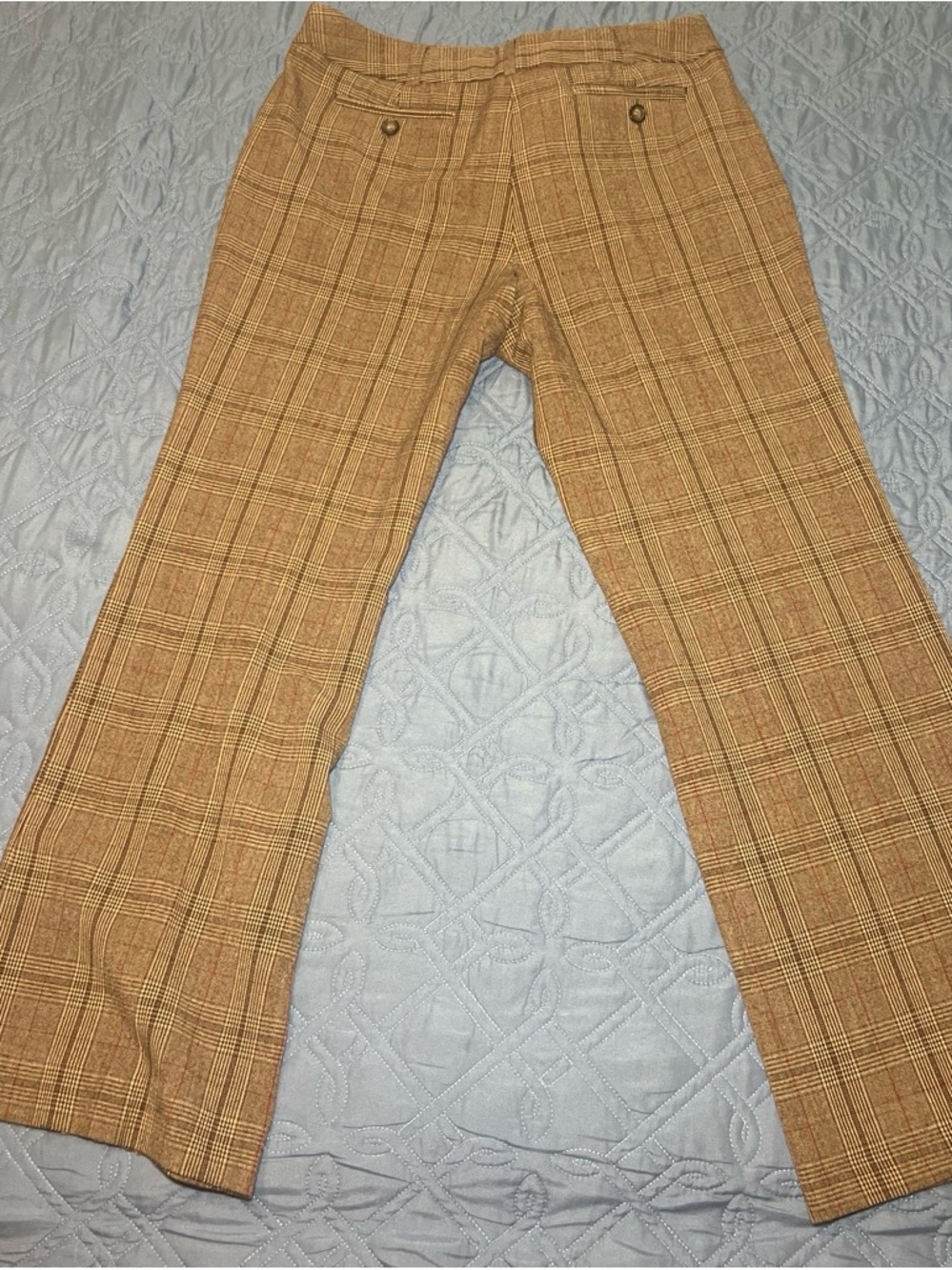 Dalia Collection Plaid Trousers in Tan and Brown